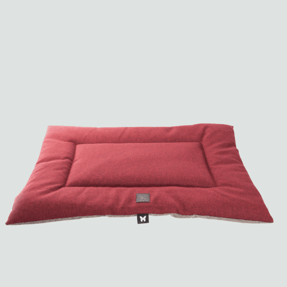 mata płaska dla psa szara i czerwona