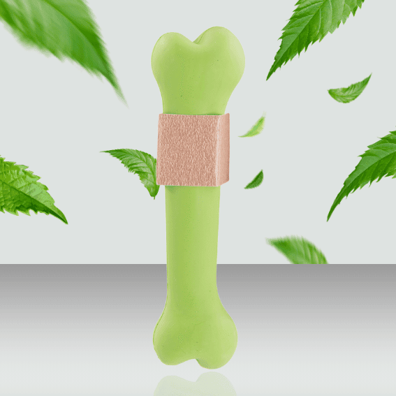 Gumowa zabawka dla psa kość Rubb'n'Roll zielona mala 2