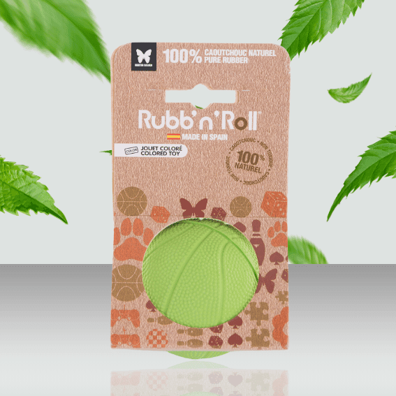 Gumowa zabawka dla psa piłka Rubb'n'Roll zielona 2