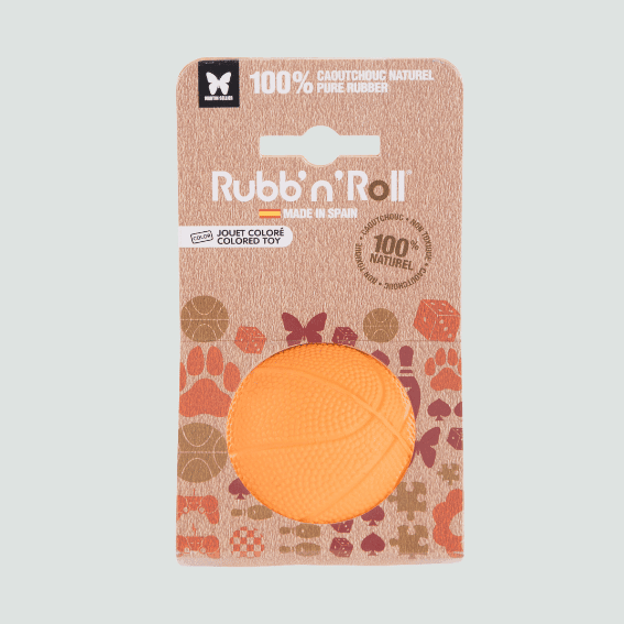 gumowa zabawka dla psa piłka Rubb'n'Roll pomarańczowa