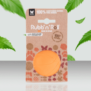gumowa zabawka dla psa piłka Rubb'n'Roll pomarańczowa 2