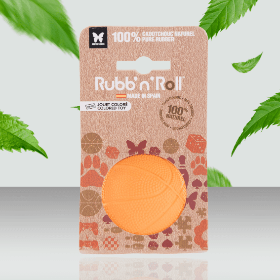 gumowa zabawka dla psa piłka Rubb'n'Roll pomarańczowa 2
