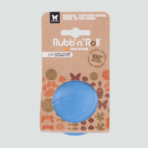 gumowa zabawka dla psa piłka Rubb'n'Roll niebieska