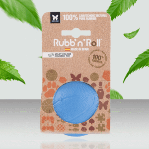 gumowa zabawka dla psa piłka Rubb'n'Roll niebieska 2