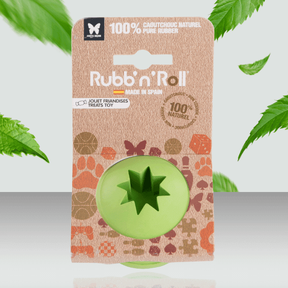 Edukacyjna zabawka dla psa z gumy piłka Rubb'n'Roll zielona 2