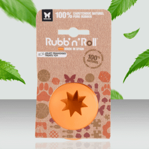 Edukacyjna zabawka dla psa z gumy piłka Rubb'n'Roll pomarańczowa 2