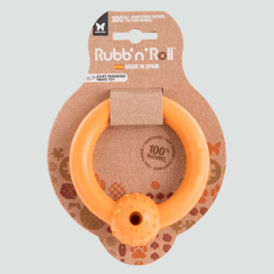 Interaktywna zabawka do ukrywania smakołyków dla psa z gumy koło Rubb'n'Roll pomarańczowa