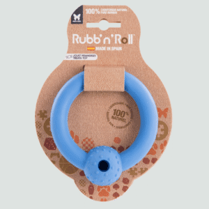 Interaktywna zabawka do ukrywania smakołyków dla psa z gumy koło Rubb'n'Roll niebieska