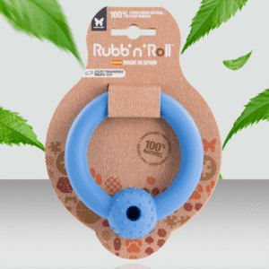 Interaktywna zabawka do ukrywania smakołyków dla psa z gumy koło Rubb'n'Roll niebieska 2