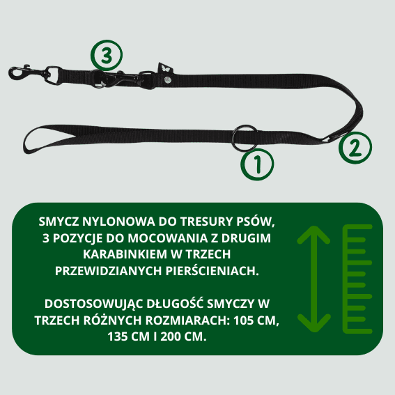 Smycz szkoleniowa nylonowa 3-stopniowa dla psa czarny 3