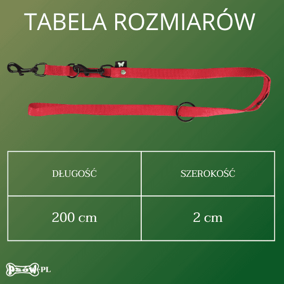 Smycz szkoleniowa nylonowa 3-stopniowa dla psa czerwony 5