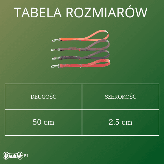 tabela rozmiarow Krótka smycz dla psa ze skóry pełnoziarnistej model 499