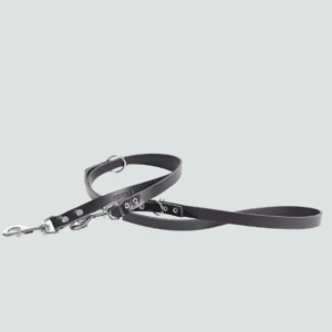 smycz dla psa ze skóry pełnoziarnistej wielopozycyjna czarna