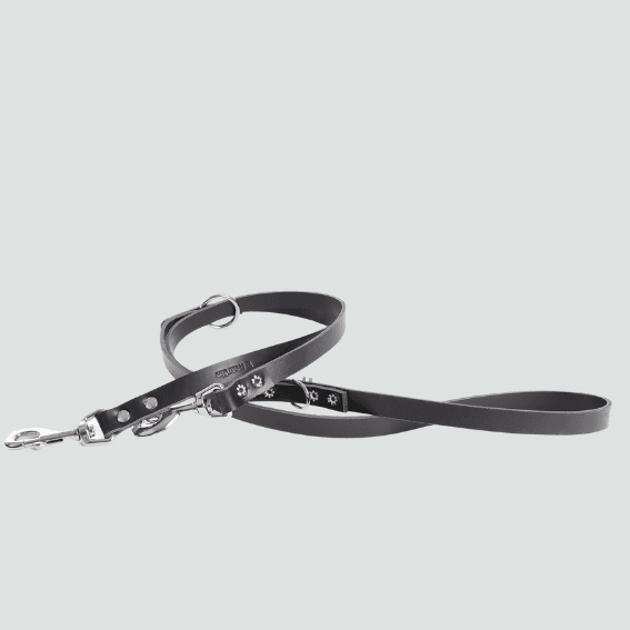 smycz dla psa ze skóry pełnoziarnistej wielopozycyjna czarna