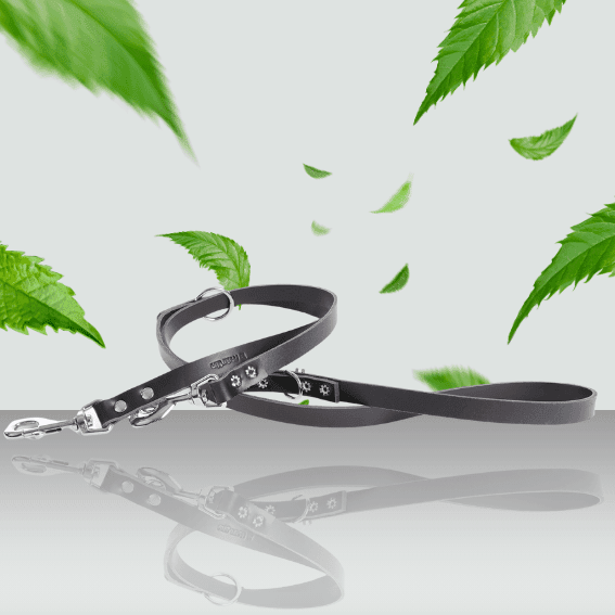 smycz dla psa ze skóry pełnoziarnistej wielopozycyjna czarna 2