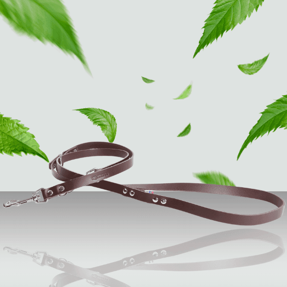 smycz dla psa ze skóry pełnoziarnistej wielopozycyjna brazowa 2