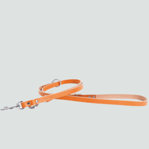 smycz dla psa ze skóry pełnoziarnistej wielopozycyjna pomaranczowa