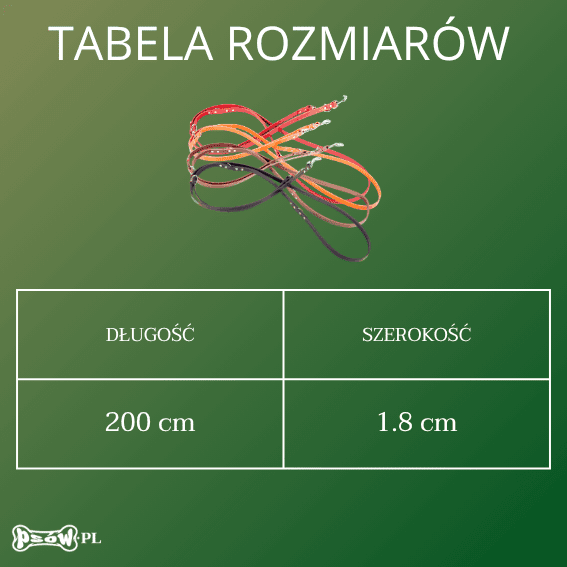 smycz dla psa ze skóry tabela rozmiarow pełnoziarnistej wielopozycyjna 4 kolory