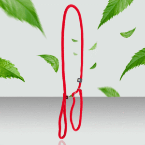 Smycz linowa z nylonu dla psa z obrożą szkoleniową czerwona 2