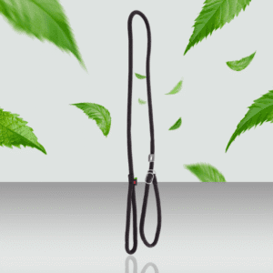 Smycz linowa z nylonu dla psa z obrożą szkoleniową czarna 2