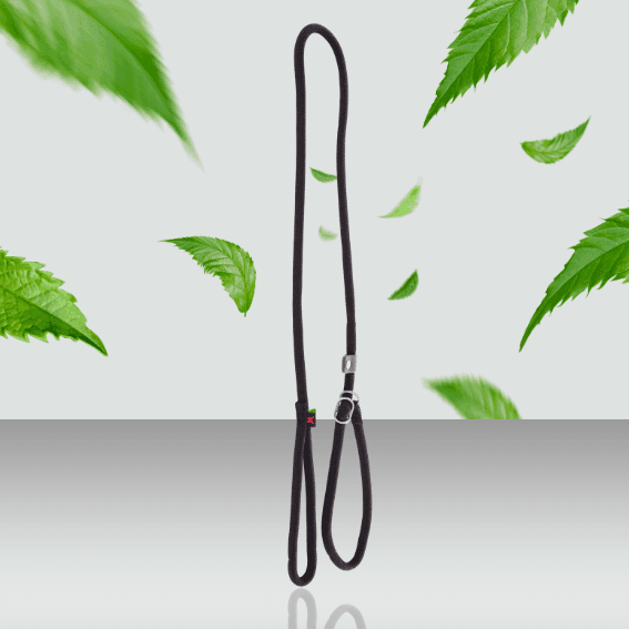 Smycz linowa z nylonu dla psa z obrożą szkoleniową czarna 2