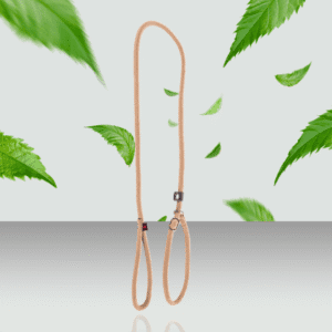 Smycz linowa z nylonu dla psa z obrożą szkoleniową beżowa 2