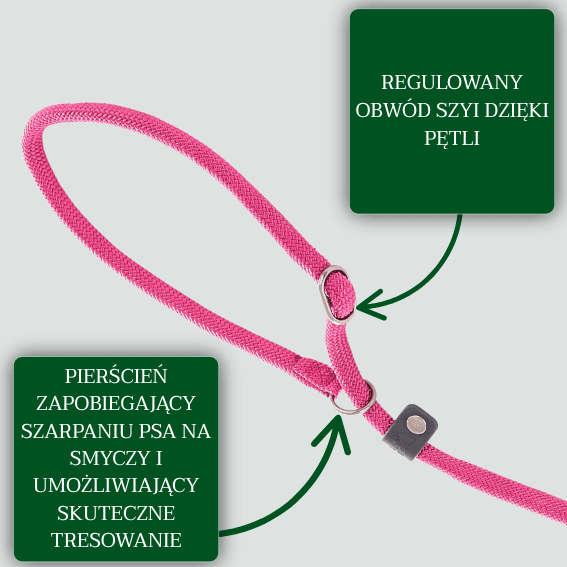 opis tabela rozmiarow Smycz linowa z nylonu dla psa z obrożą szkoleniową
