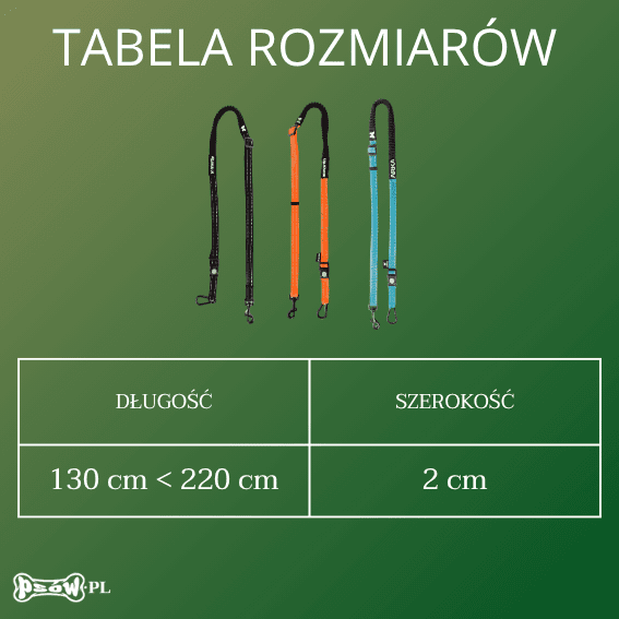 tabela rozmiarow Linka do canicrossu dla psa