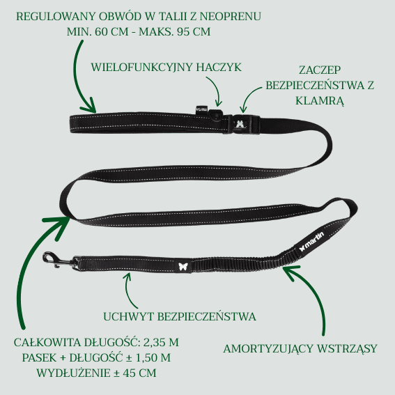 Smycz outdoorowa 2 w 1 dla psa czarna 4
