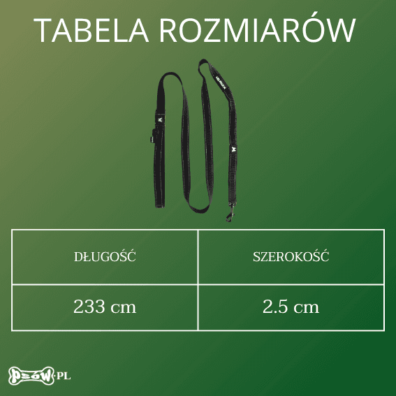 tabela rozmiarow Smycz outdoorowa 2 w 1 dla psa czarna
