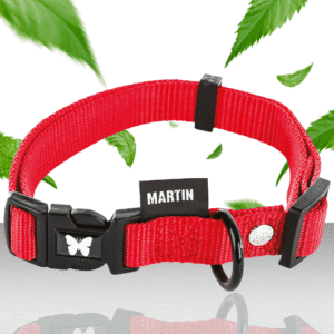 Obroża z nylonu dla psa regulowana czerwona 2