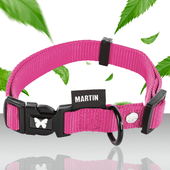 Obroża z nylonu dla psa regulowana rozowa 2