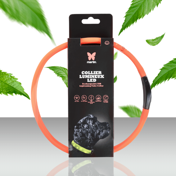 Obroża świetlna dla psa płaska USB pomaranczowa 2