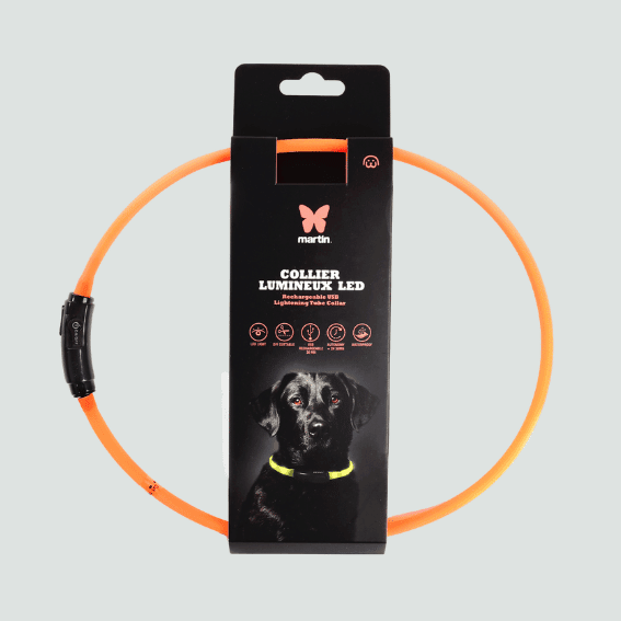 Obroża świetlna dla psa rurka USB pomaranczowa Obroża świetlna dla psa rurka USB pomaranczowa