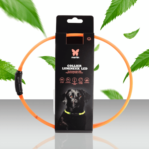 Obroża świetlna dla psa rurka USB pomaranczowa 2