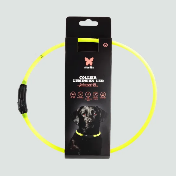 Obroża świetlna dla psa rurka USB żółta