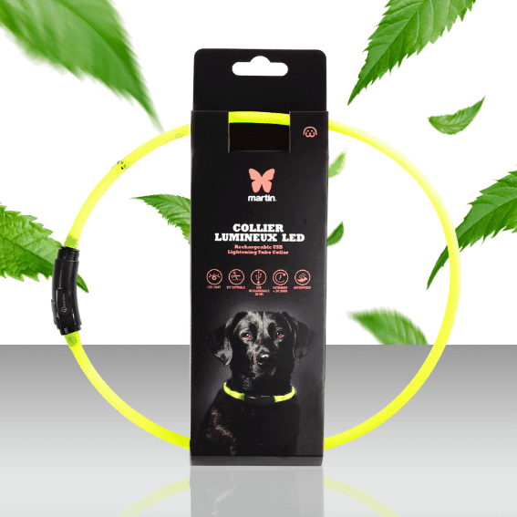 Obroża świetlna dla psa rurka USB żółta 2
