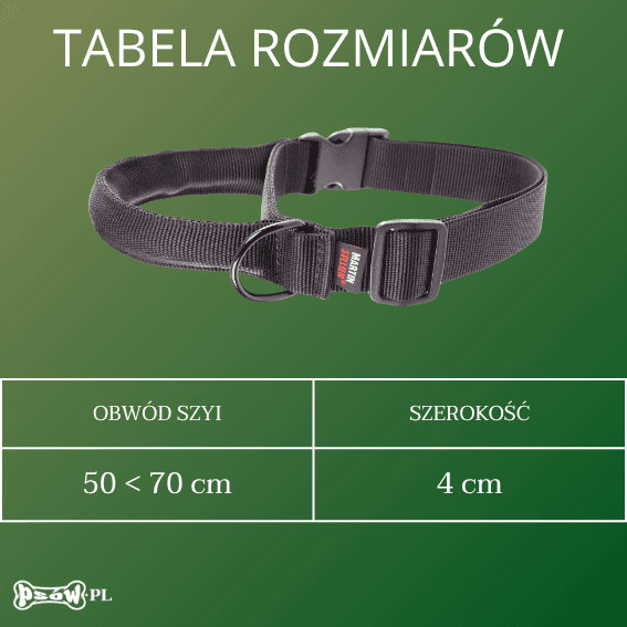 tabela rozmiarow Obroża taktyczna dla psa regulowana czarna