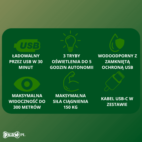 opis Przedłużacz do smyczy rozświetlany z nylonu dla psa ładowany USB