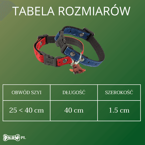 tabela rozmiarow Obroża z nylonu dla psa 5th Avenue