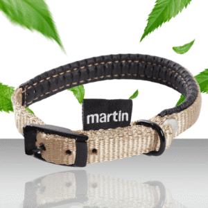 Obroża z nylonu dla psa Komfort bezowa 2