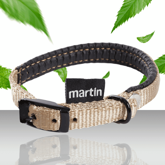 Obroża z nylonu dla psa Komfort bezowa 2