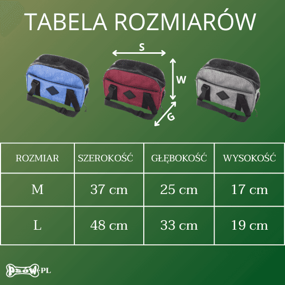 tabela rozmiarow Torba podróżna typu bowling dla psa Croisette