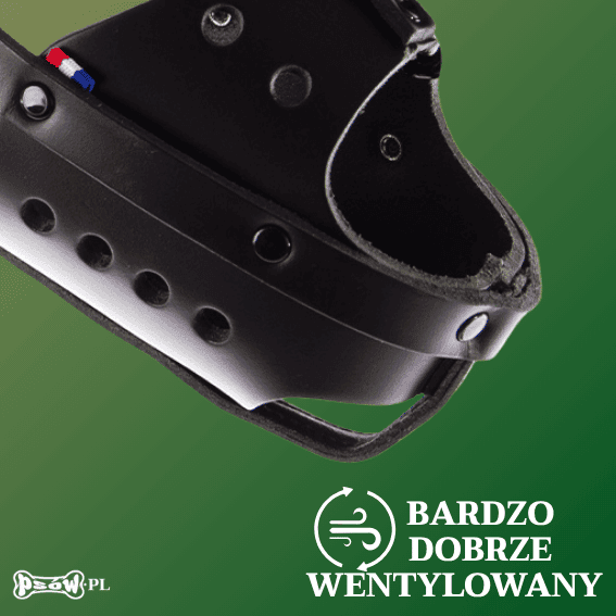 opis Kaganiec skórzany dla psa pełnozarnisty czarny