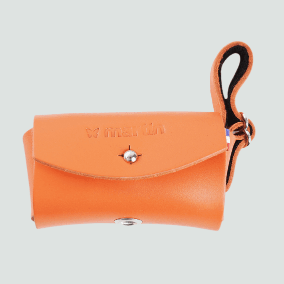 Dozownik skórzany na woreczki dla psa Poopi pomaranczowy