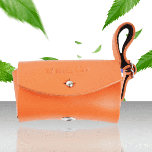 Dozownik skórzany na woreczki dla psa Poopi pomaranczowy 2