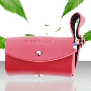 Dozownik skórzany na woreczki dla psa Poopi czerwony 2