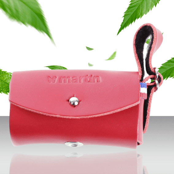 Dozownik skórzany na woreczki dla psa Poopi czerwony 2