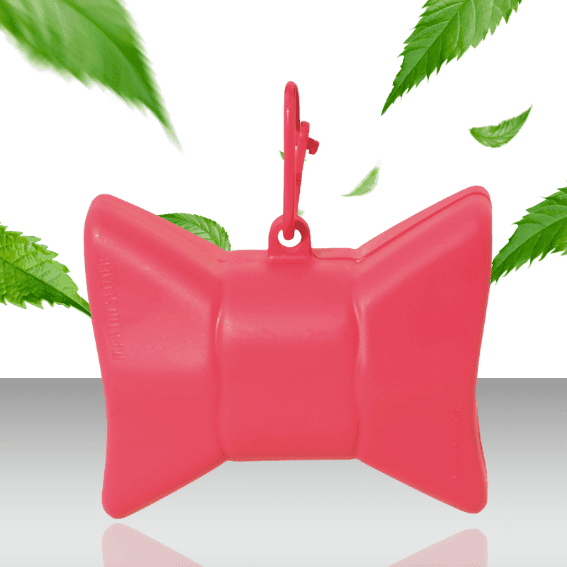 Dozownik na woreczki dla psa muszki rozowy 2