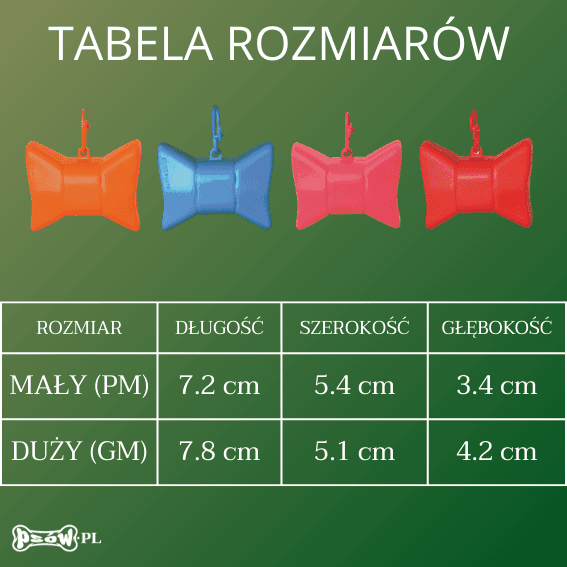 tabela rozmiarow Dozownik na woreczki dla psa muszki